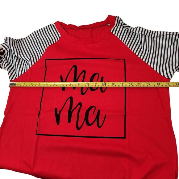Women's Ma Ma Print Long-Sleeve Raglan Top Red Leopard & Stripes Size Medium - Picture 7 of 8